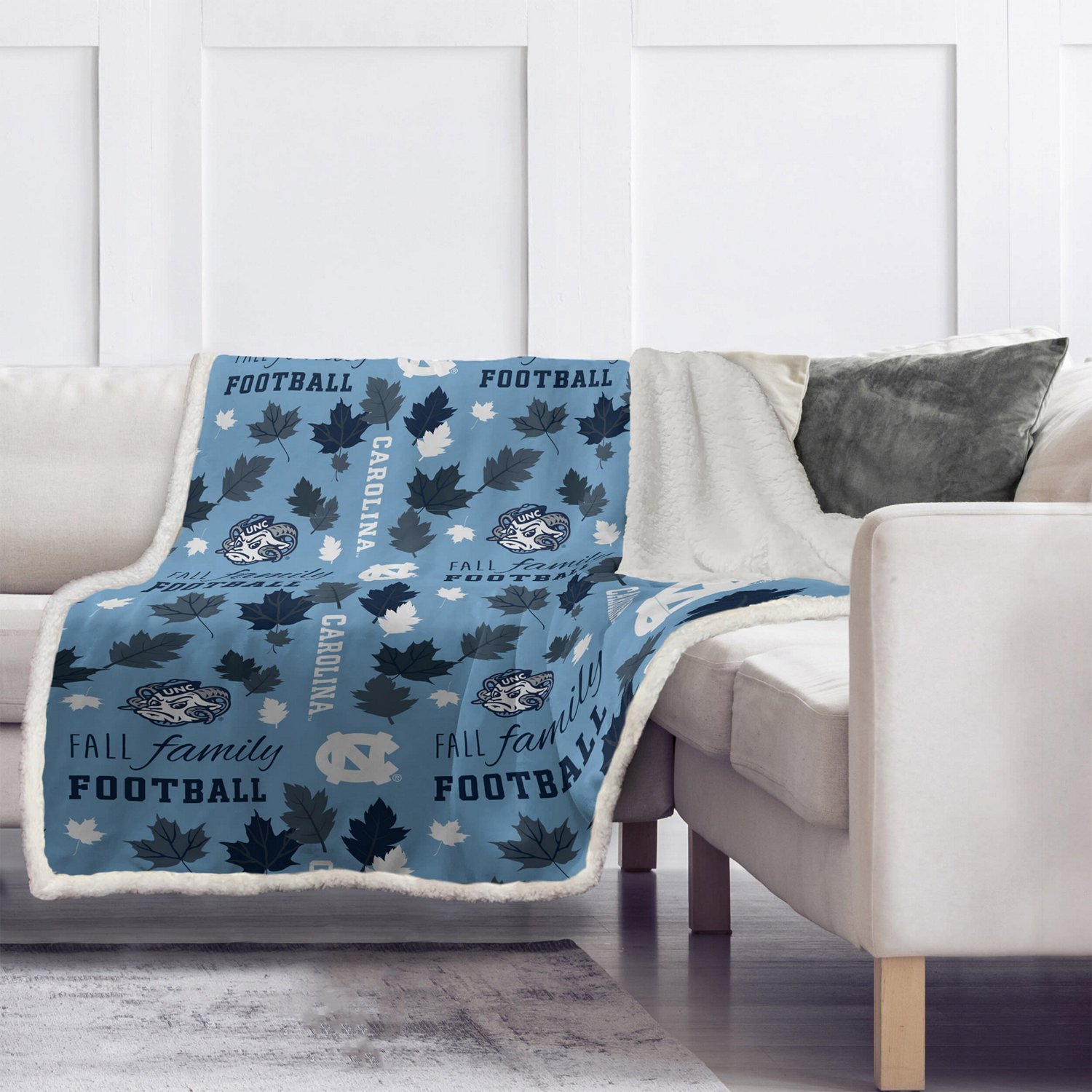 Pegasus North Carolina Tar Heels 60" x 70" Fall Family  Football Flannel Fleece Sherpa Blanket